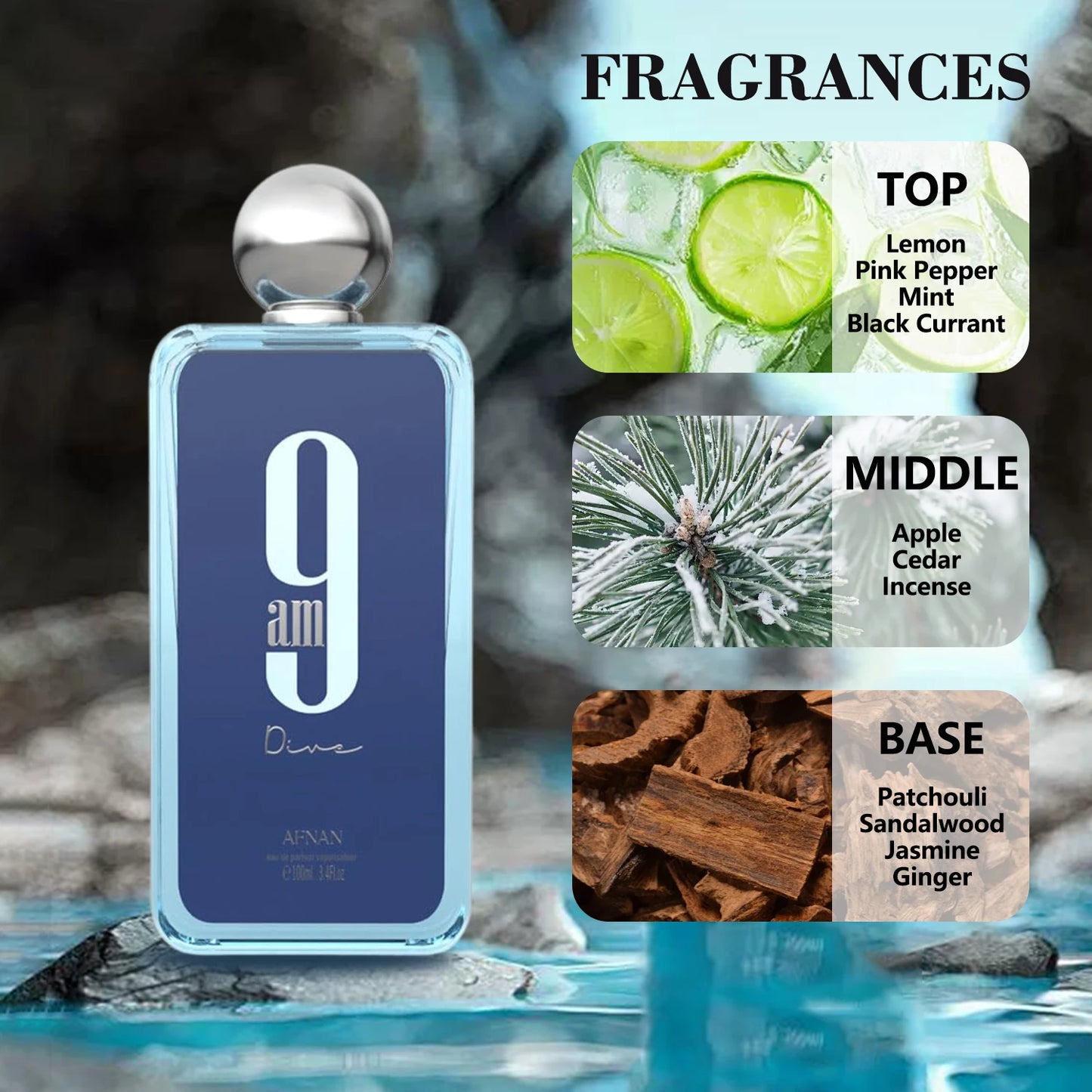 Afnan 9 PM Rebel 100ML Unisex Eau De Parfum Original Arabic Perfume For Men and Women.
