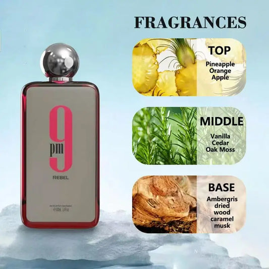Afnan 9 PM Rebel 100ML Unisex Eau De Parfum Original Arabic Perfume For Men and Women.